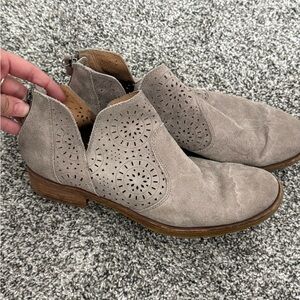 Sofft Taupe Ankle Booties with Cutout Design